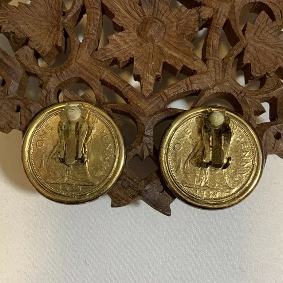Rare Vintage Gold Plated British 1938 Coin Earrings - Picture 4 of 8